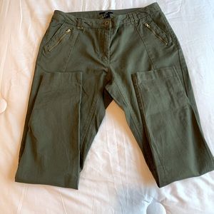 Women’s Army Green Pants with Gold Zipper Details, EUR 40/US 10
